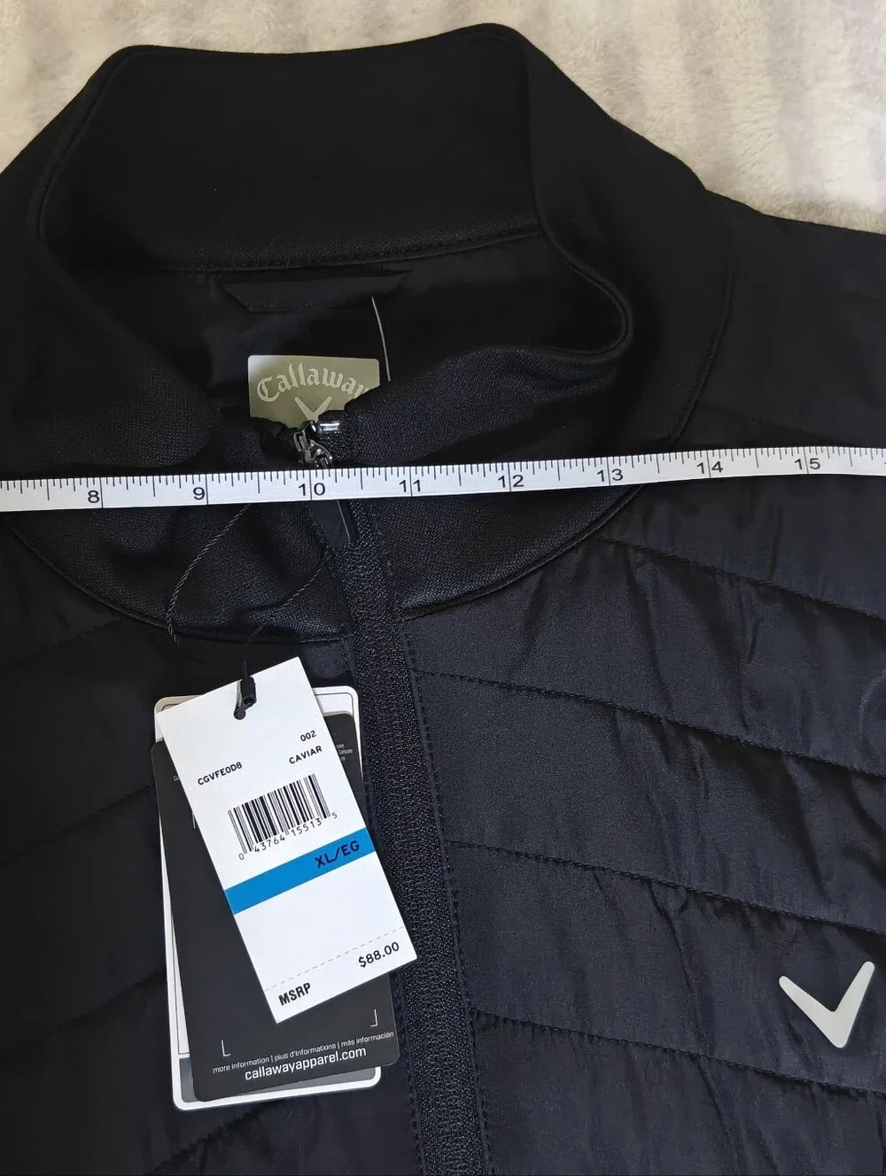 NWT Callaway  Men's  Full Zip Golf Quilted Hybrid   Vest Size XL Color Black $88